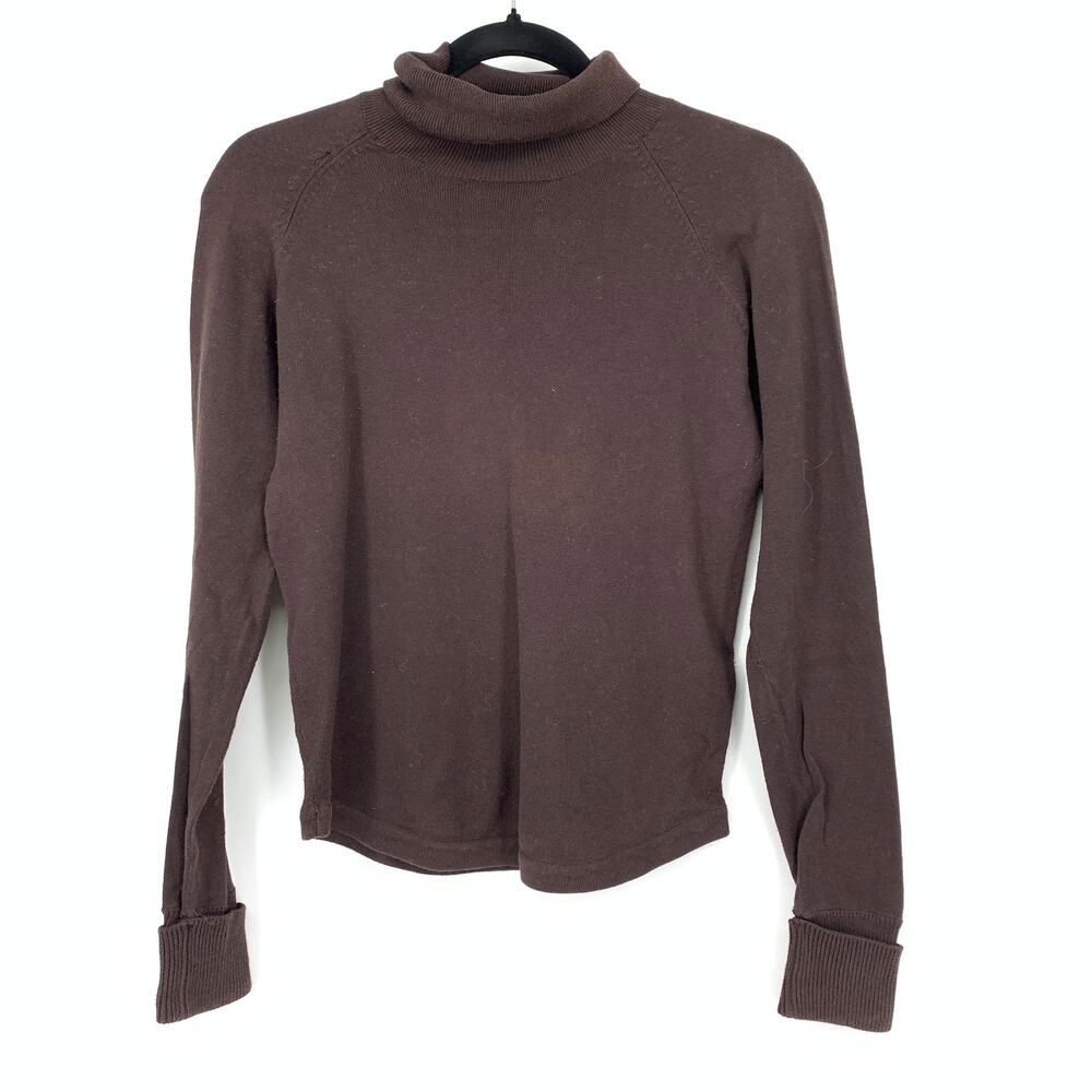 Zara Trf Knitwear Turtleneck Sweater Womens Size Medium Long Sleeve Brown Fitted